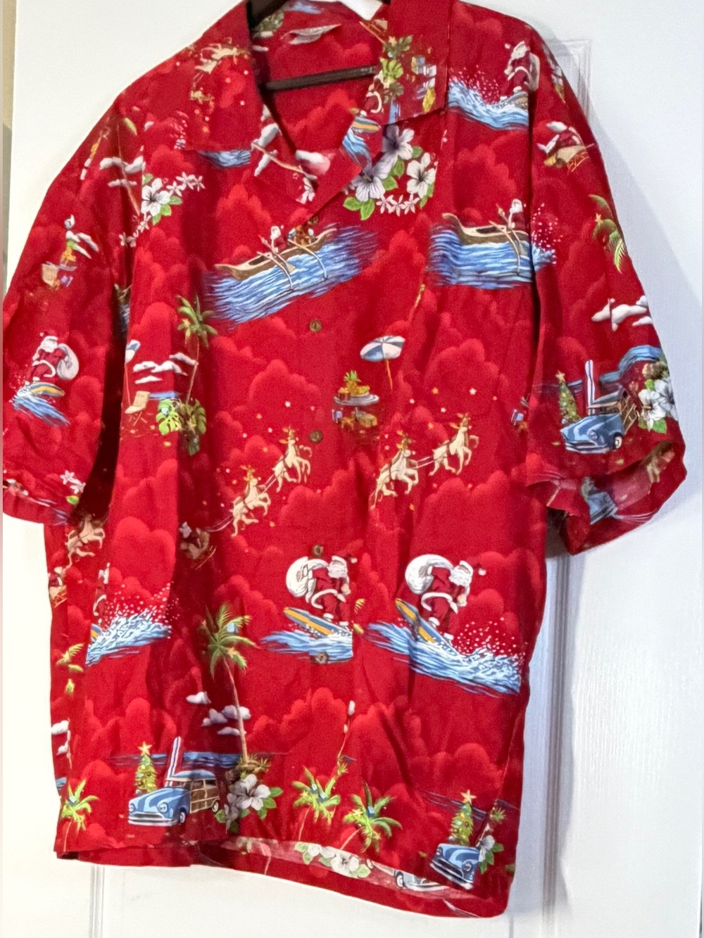 Pacific Legend 4XL Hawaiian Shirt Christmas Santa Red Made in Hawaii 100% Cotton